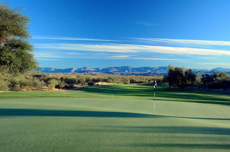 Golf course with view of mountains